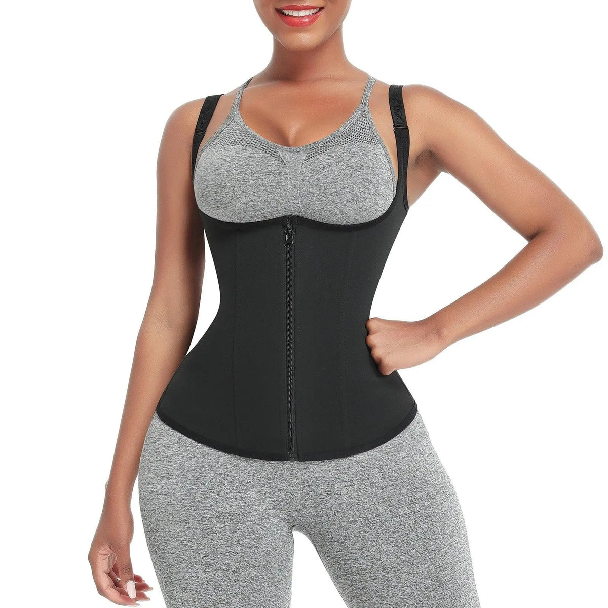 Women Waist Trainer Bustier with Steel Bones Adjustable Shoulder Strap Sport Workout Shapewear Girdle