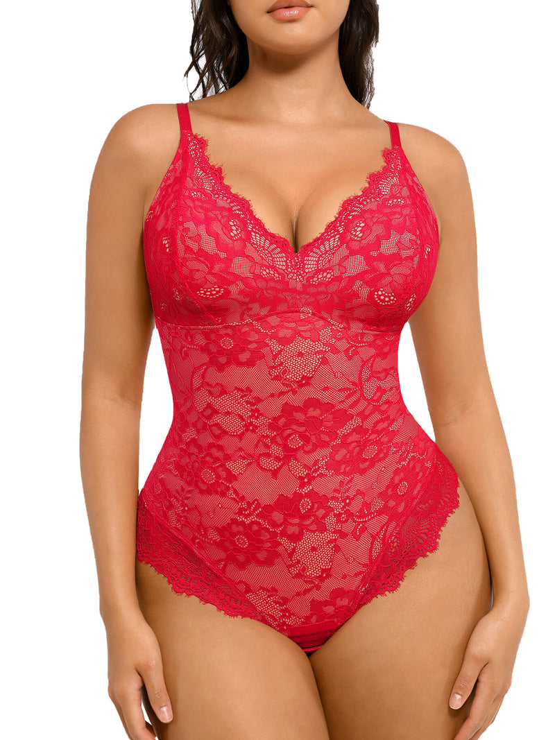 Lace V Neck Full Bodysuit