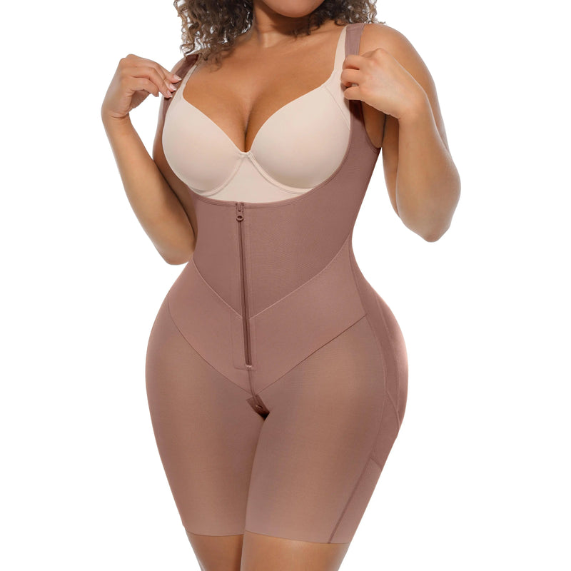 Fajas Colombianas Moldeadoras Butt Lifting Shapewear Bodysuit, Postpartum High Compression Faja with Zipper Crotch for Women