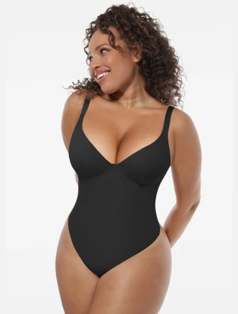 Women V-Neck Thong Bodysuit, Tummy Control Shapewear