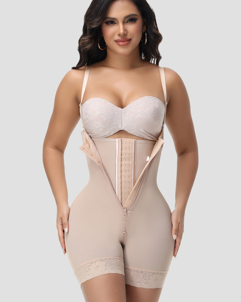 Fajas Zipper Crotch Detachable Straps Shaping Shorts